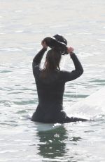 LEIGHTON MEESTER in Wetsuit at Surfing Session in Malibu 12/08/2020