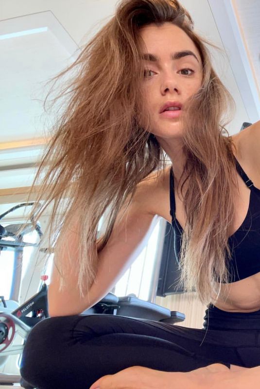 LILY COLLINS at a Gym - Instagram Photos 12/23/2020