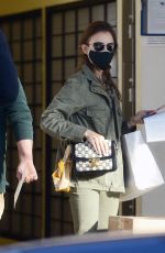 LILY COLLINS at a Post Office in Beverly Hills 12/14/2020