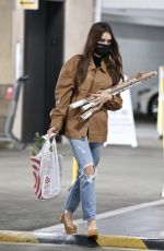 LILY COLLINS in Ripped Denim Out Shopping in West Hollywood 12/11/2020