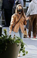 LILY COLLINS in Ripped Denim Out Shopping in West Hollywood 12/11/2020