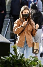 LILY COLLINS in Ripped Denim Out Shopping in West Hollywood 12/11/2020