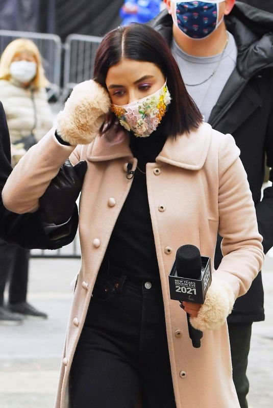 LUCY HALE Arrives on the Set of Dick Clark’s New Year’s Rocking Eve at Times Square 12/30/2020