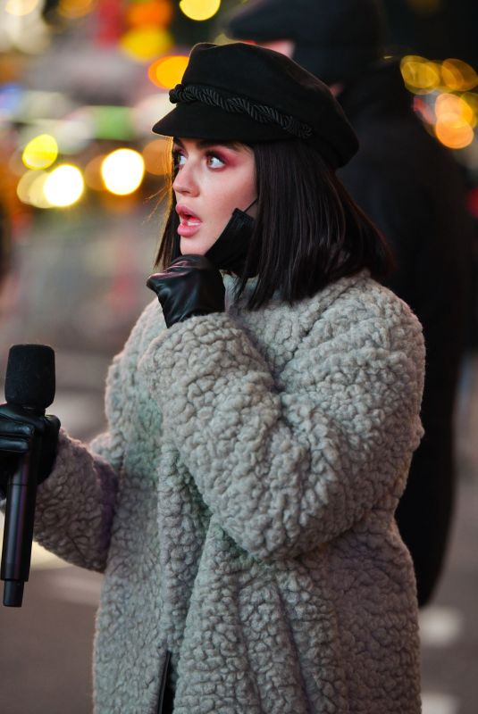 LUCY HALE on the Set of Dick Clark’s New Year’s Rockin’ Eve 2021 in New York 12/29/2020