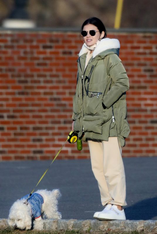 LUCY HALE Out with Her Dog in New York 12/13/2020