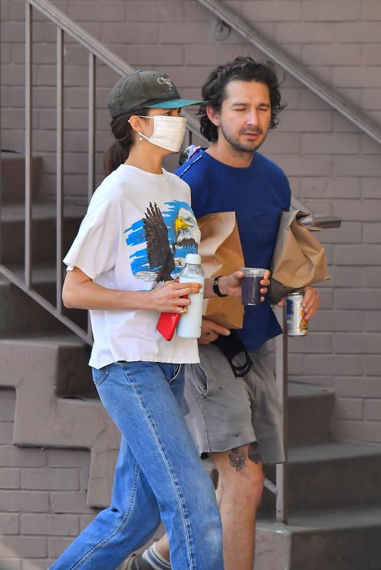 MARGARET QUALLEY and Shia LaBeouf Picking up Lunch at Stamp Foods in Los Feliz 12/26/2020
