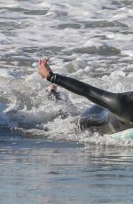 MICHELLE RODRIGUEZ in Bikini Surfing in Malibu 12/03/2020