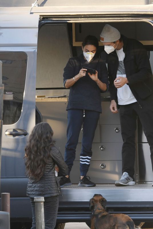 MILA KUNIS and Ashton Kutcher Pick up Their Luxury Camper Van in Los Angeles 12/16/2020