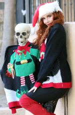 PHOEBE PRICE in a Christmas Sweater Out in Los Angeles 12/17/2020
