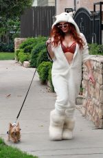 PHOEBE PRICE in Jumpsuit Out with Her Dog in Studio City 12/19/2020