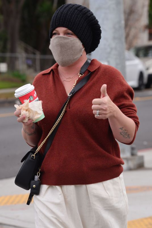 PINK Wearing a Face Mask Out in Santa Monica 12/07/2020