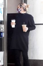 Pregnant EMMA ROBERTS Out for Coffee in Los Angeles 12/10/2020