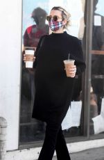 Pregnant EMMA ROBERTS Out for Coffee in Los Angeles 12/10/2020