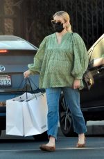 Pregnant EMMA ROBERTS Shopping at Buck Mason in Los Angeles 12/16/2020