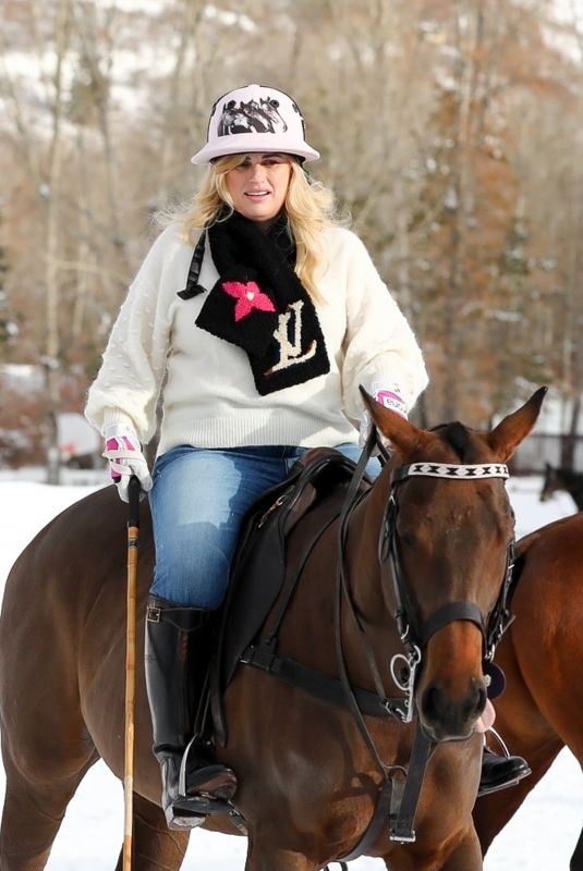 REBEL WILSON Playing Polo on Vacation in Aspen 12/19/2020
