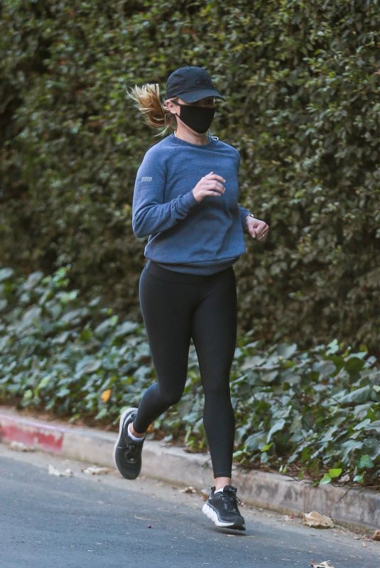 REESE WITHERSPOON Out Jogging in Brentwood 12/04/2020