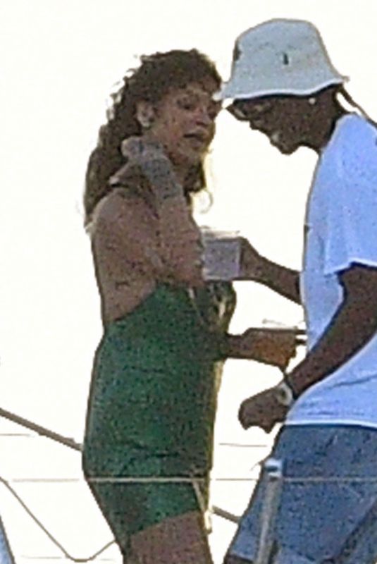 RIHANNA and Asap Rocky at a Boat in Barbados 12/28/2020