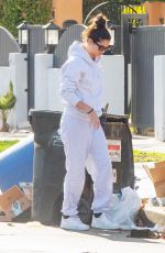 SARA SAMPAIO Cleaning Trash Outside Her Home in Los Angeles 12/10/2020