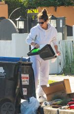 SARA SAMPAIO Cleaning Trash Outside Her Home in Los Angeles 12/10/2020