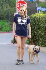 ANNA OSCEOLA Out with Her Dog in Los Angeles 01/09/2021