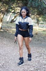 ARIANE ANDREW in SHorts Out Hiking at Fryman Canyon in Studio City 01/16/2021