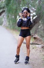 ARIANE ANDREW in SHorts Out Hiking at Fryman Canyon in Studio City 01/16/2021