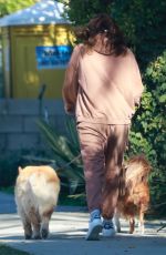 AUBREY PLAZA Out with Her Dogs in Los Angeles 12/30/2020