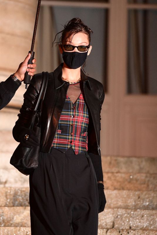 BELLA HADID Leaves Fendi Fashion Show at PWF in Paris 01/27/2021