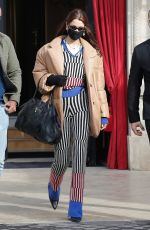 BELLA HADID Leaves Her Hotel in Paris 01/28/2021