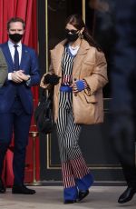 BELLA HADID Leaves La Reserve Hotel in Paris 01/28/2021