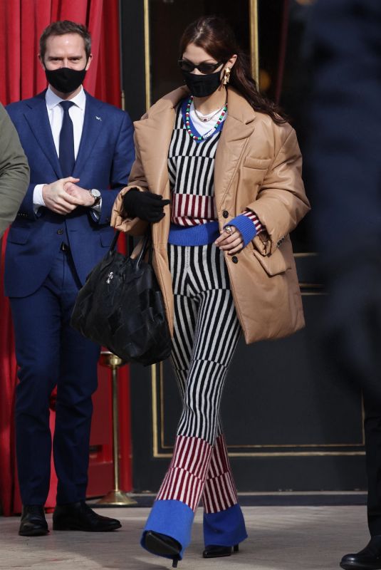 BELLA HADID Leaves La Reserve Hotel in Paris 01/28/2021