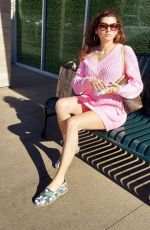 BLANCA BLANCO in an Oversized Pink Knitted Sweater Out in Malibu 12/31/2020