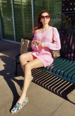 BLANCA BLANCO in an Oversized Pink Knitted Sweater Out in Malibu 12/31/2020