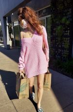 BLANCA BLANCO in an Oversized Pink Knitted Sweater Out in Malibu 12/31/2020