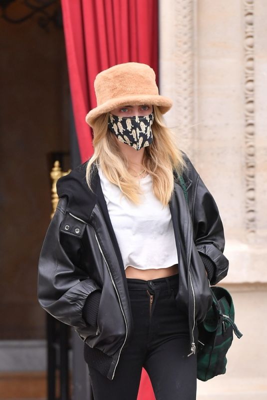 CARA DELEVINGNE Out in Paris for Fashion Week 01/26/2021