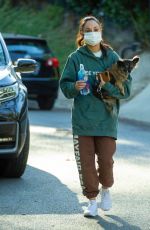 CARA SANTANA Out with Her Dog in Los Angeles 01/21/2021