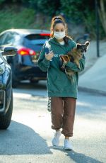CARA SANTANA Out with Her Dog in Los Angeles 01/21/2021