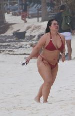 CHIQUIS RIVERA in a Red Bikini at a Beach in Tulum 01/22/2021