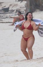 CHIQUIS RIVERA in a Red Bikini at a Beach in Tulum 01/22/2021