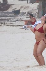 CHIQUIS RIVERA in a Red Bikini at a Beach in Tulum 01/22/2021