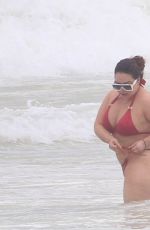 CHIQUIS RIVERA in a Red Bikini at a Beach in Tulum 01/22/2021