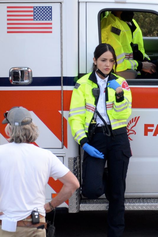 EIZA GONZALEZ at Ambulance Set in Los Angeles 01/18/2021