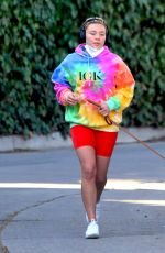 FLORENCE PUGH Out Jogging with Her Dog in Los Angeles 01/06/2021