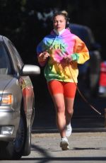 FLORENCE PUGH Out Jogging with Her Dog in Los Angeles 01/06/2021