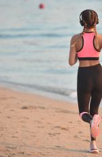 GEORGIA HARRISON Out Jogging at a Beach in Dubai 01/16/2021