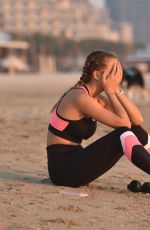 GEORGIA HARRISON Out Jogging at a Beach in Dubai 01/16/2021
