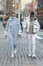 GIGI and YOLANDA HADID Out for Coffee in New York 01/13/2021