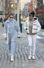 GIGI and YOLANDA HADID Out for Coffee in New York 01/13/2021