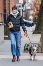 HELENA CHRISTENSEN Out with Her Dog in New York 01/11/2021
