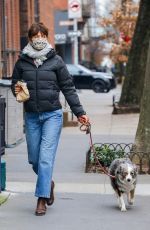 HELENA CHRISTENSEN Out with Her Dog in New York 01/11/2021